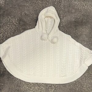 BOBOYYOYO OFF WHITE CABLE KNIT HOODIE CAPE KIDS L